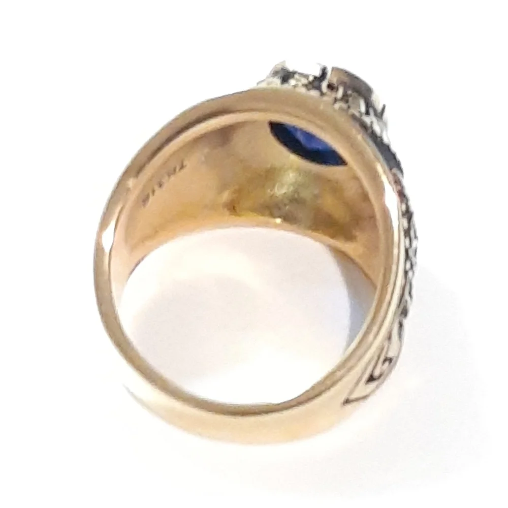 Mens USA Solitaire Airforce‎ Blue Gem Rings